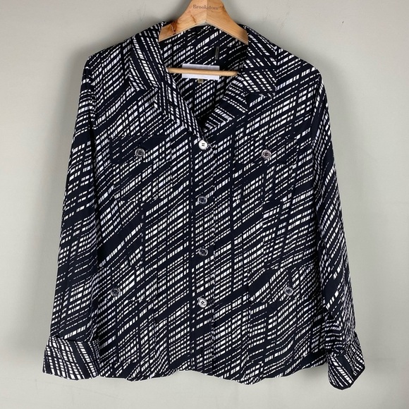 Calvin Klein:‎ Geometric Print Button Up Windbreaker Rain Blazer Jacket Medium - Picture 1 of 6